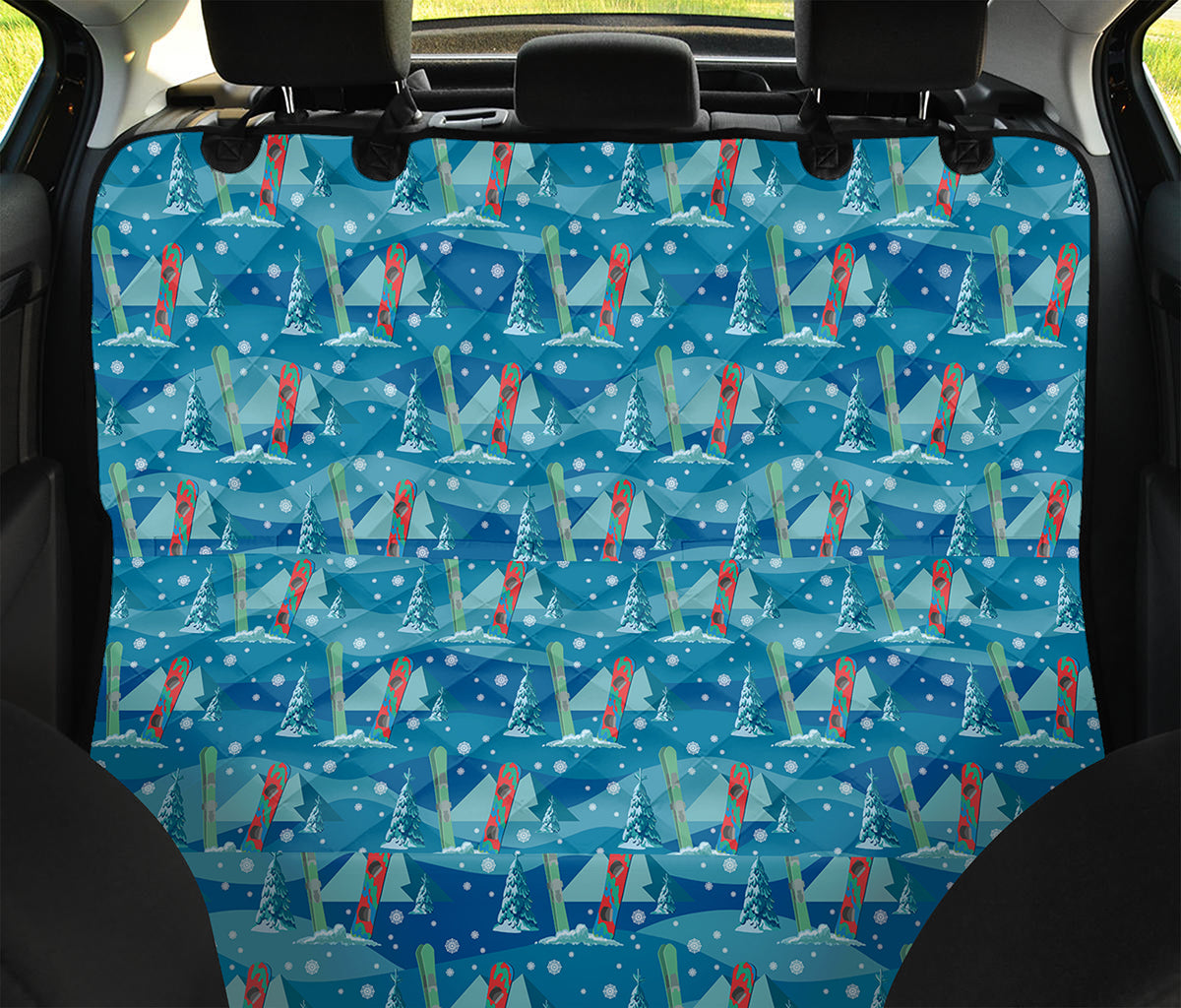 Ski And Snowboard Pattern Print Pet Car Back Seat Cover