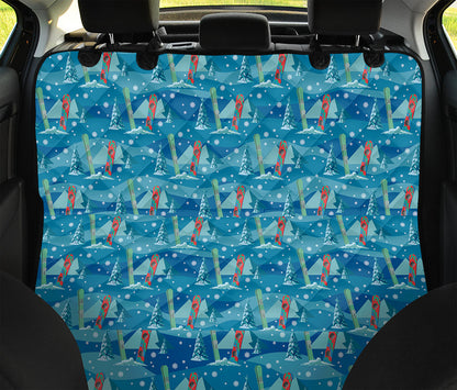 Ski And Snowboard Pattern Print Pet Car Back Seat Cover