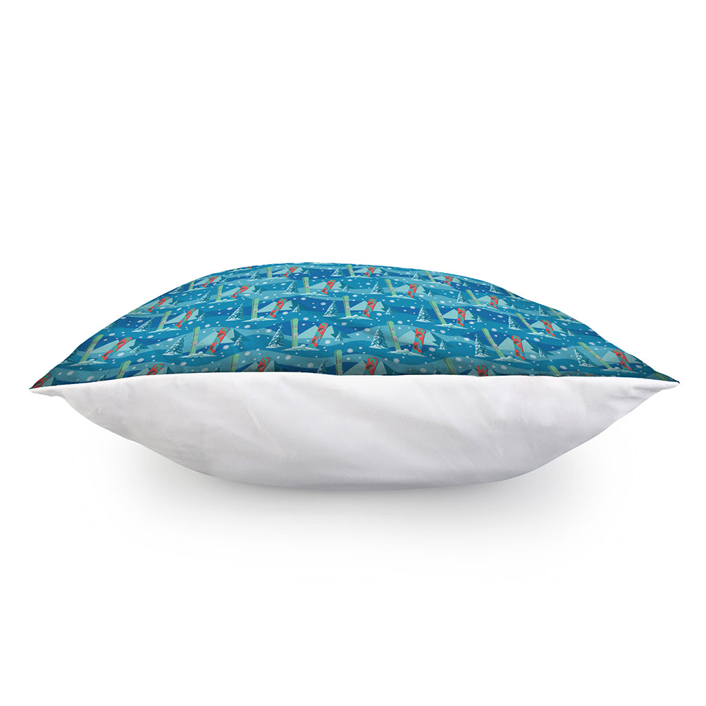 Ski And Snowboard Pattern Print Pillow Cover