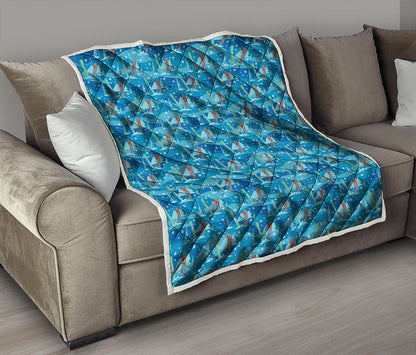 Ski And Snowboard Pattern Print Quilt