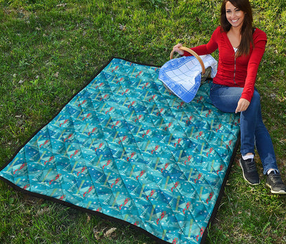 Ski And Snowboard Pattern Print Quilt