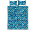 Ski And Snowboard Pattern Print Quilt Bed Set