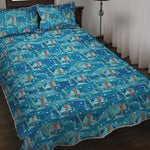 Ski And Snowboard Pattern Print Quilt Bed Set