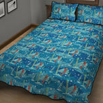Ski And Snowboard Pattern Print Quilt Bed Set
