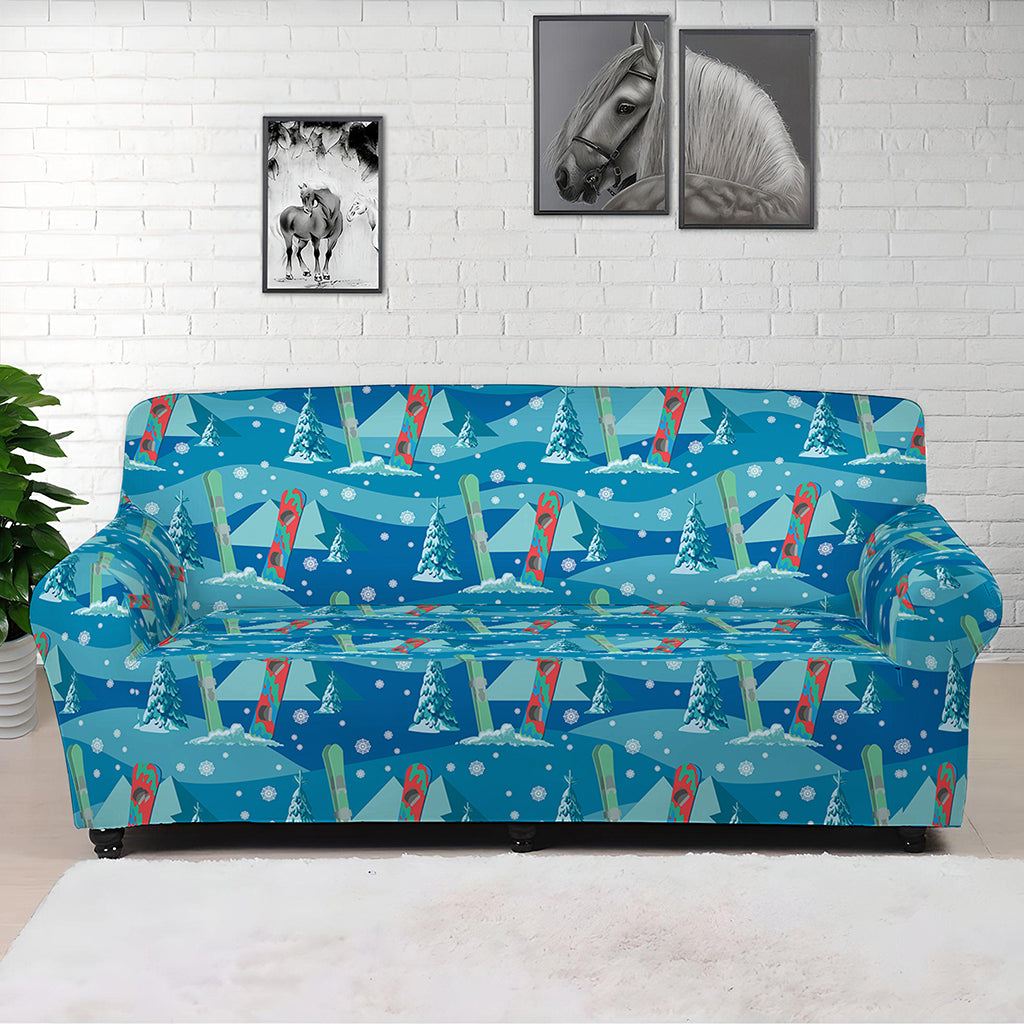 Ski And Snowboard Pattern Print Sofa Cover