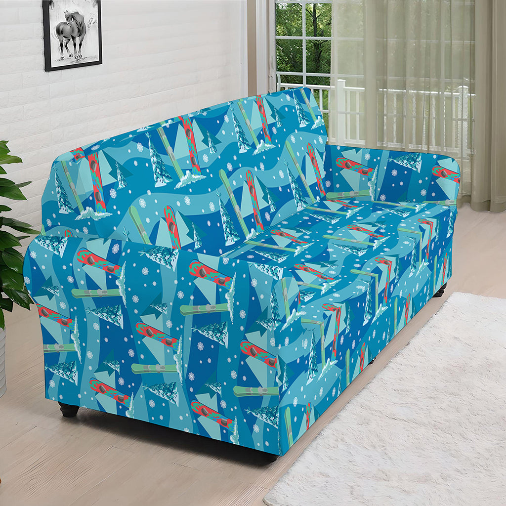 Ski And Snowboard Pattern Print Sofa Cover