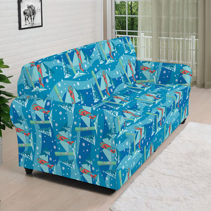 Ski And Snowboard Pattern Print Sofa Cover