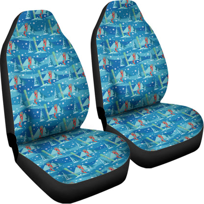 Ski And Snowboard Pattern Print Universal Fit Car Seat Covers
