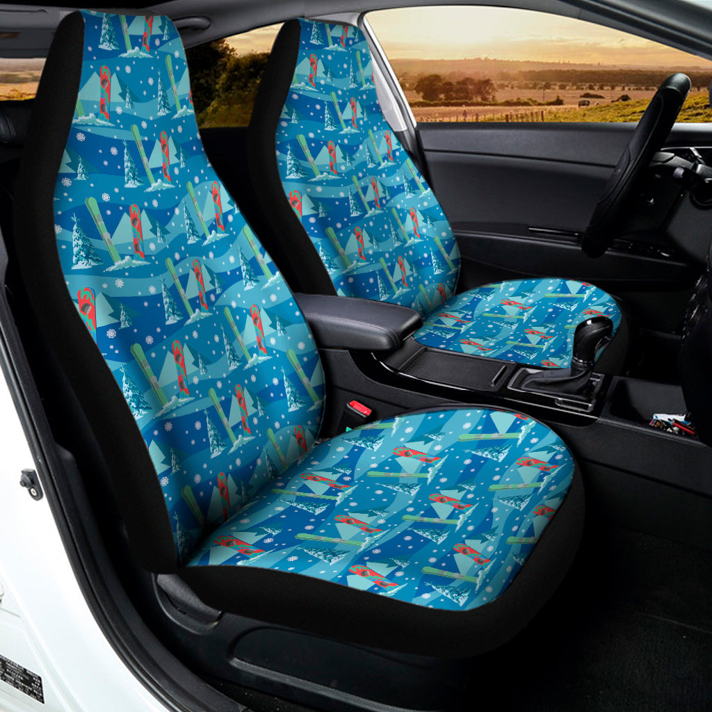 Ski And Snowboard Pattern Print Universal Fit Car Seat Covers