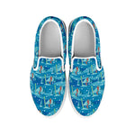 Ski And Snowboard Pattern Print White Slip On Shoes