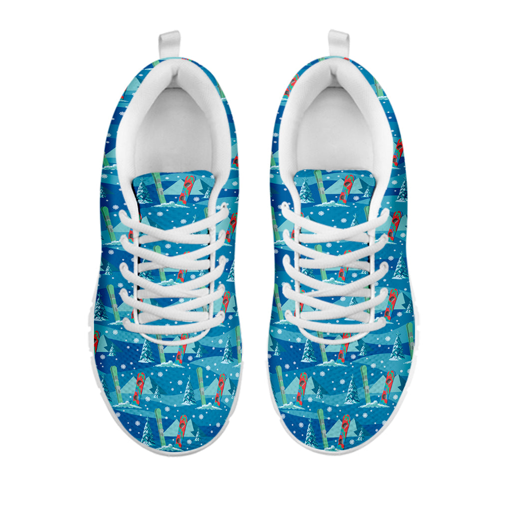 Ski And Snowboard Pattern Print White Sneakers