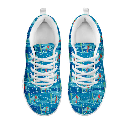 Ski And Snowboard Pattern Print White Sneakers