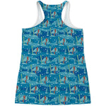Ski And Snowboard Pattern Print Women's Racerback Tank Top