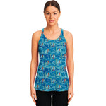 Ski And Snowboard Pattern Print Women's Racerback Tank Top