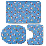 Skiing Dog Pattern Print 3 Piece Bath Mat Set