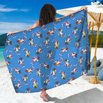 Skiing Dog Pattern Print Beach Sarong Wrap