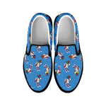Skiing Dog Pattern Print Black Slip On Shoes