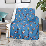 Skiing Dog Pattern Print Blanket