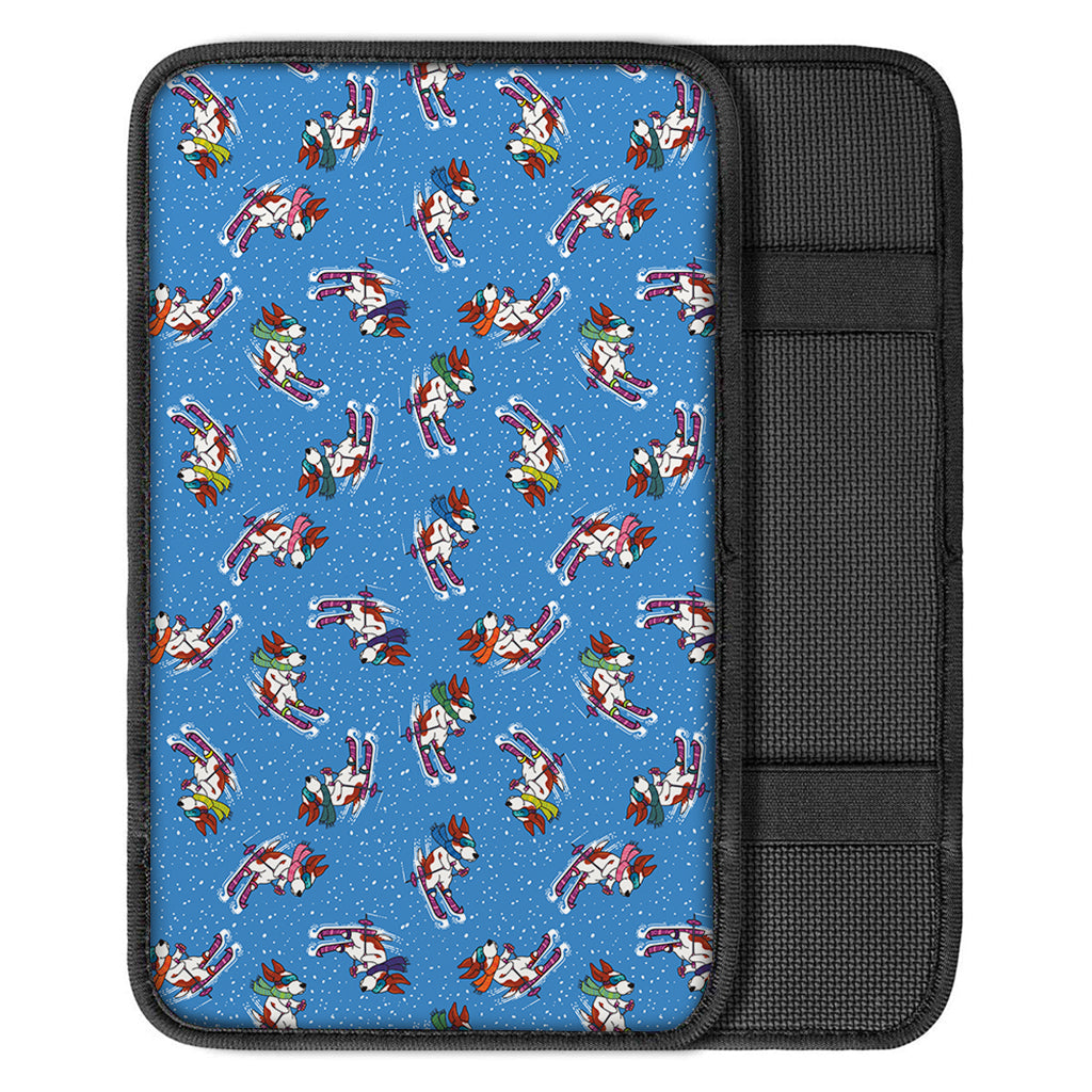 Skiing Dog Pattern Print Car Center Console Cover