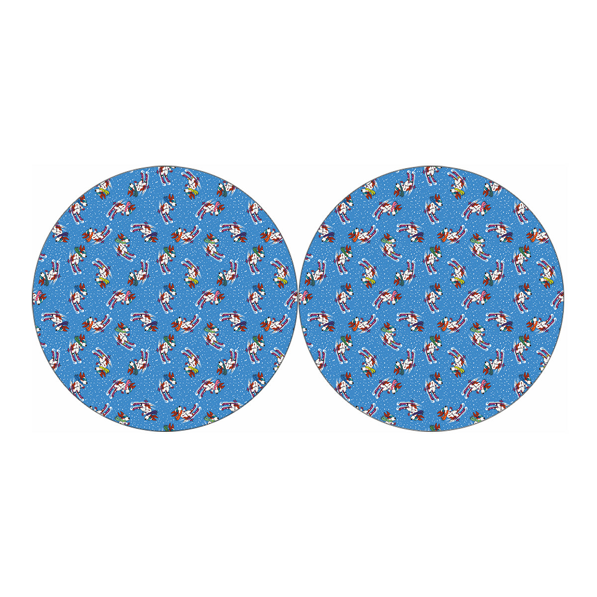 Skiing Dog Pattern Print Car Coasters