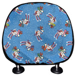 Skiing Dog Pattern Print Car Headrest Covers
