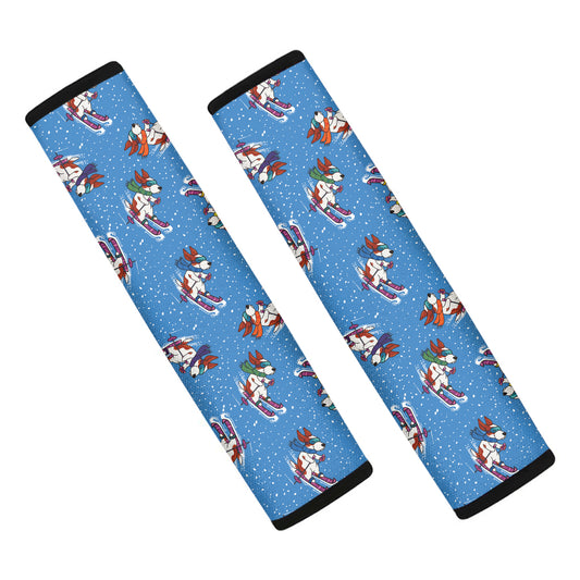 Skiing Dog Pattern Print Car Seat Belt Covers