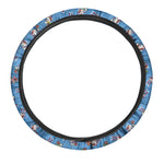 Skiing Dog Pattern Print Car Steering Wheel Cover