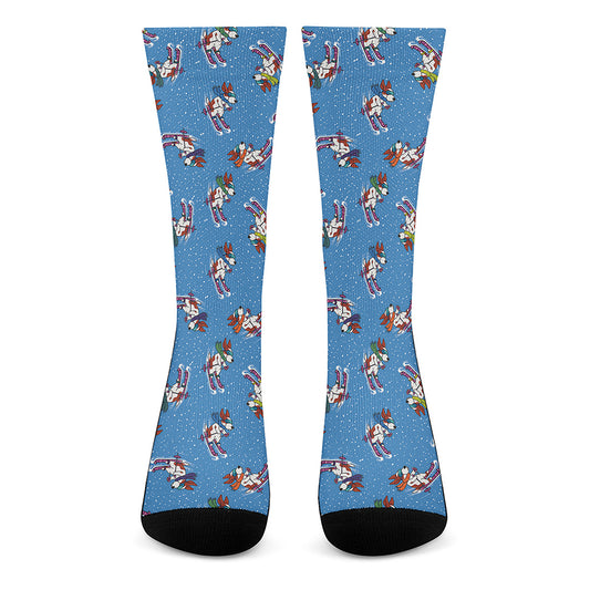Skiing Dog Pattern Print Crew Socks