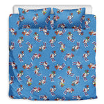 Skiing Dog Pattern Print Duvet Cover Bedding Set