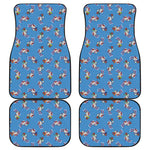 Skiing Dog Pattern Print Front and Back Car Floor Mats