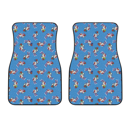 Skiing Dog Pattern Print Front Car Floor Mats
