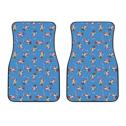Skiing Dog Pattern Print Front Car Floor Mats
