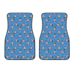 Skiing Dog Pattern Print Front Car Floor Mats
