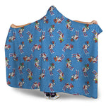 Skiing Dog Pattern Print Hooded Blanket