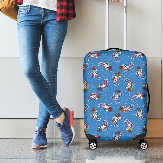 Skiing Dog Pattern Print Luggage Cover