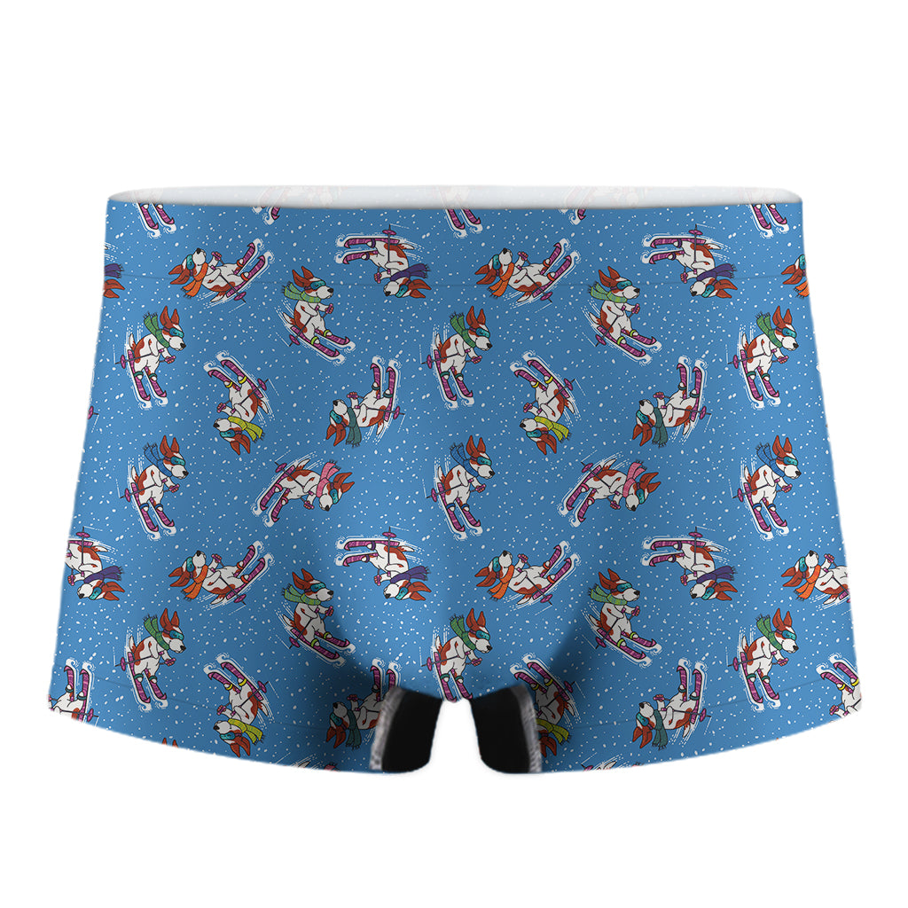 Skiing Dog Pattern Print Men's Boxer Briefs