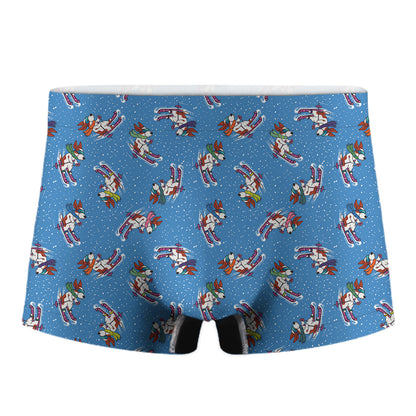 Skiing Dog Pattern Print Men's Boxer Briefs