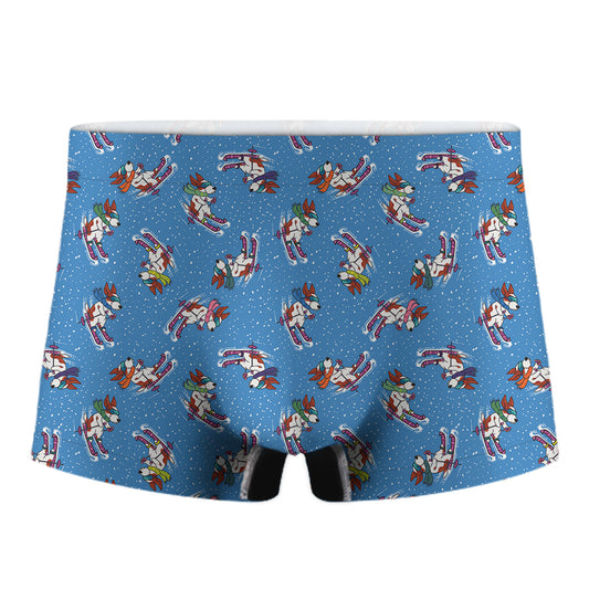 Skiing Dog Pattern Print Men's Boxer Briefs