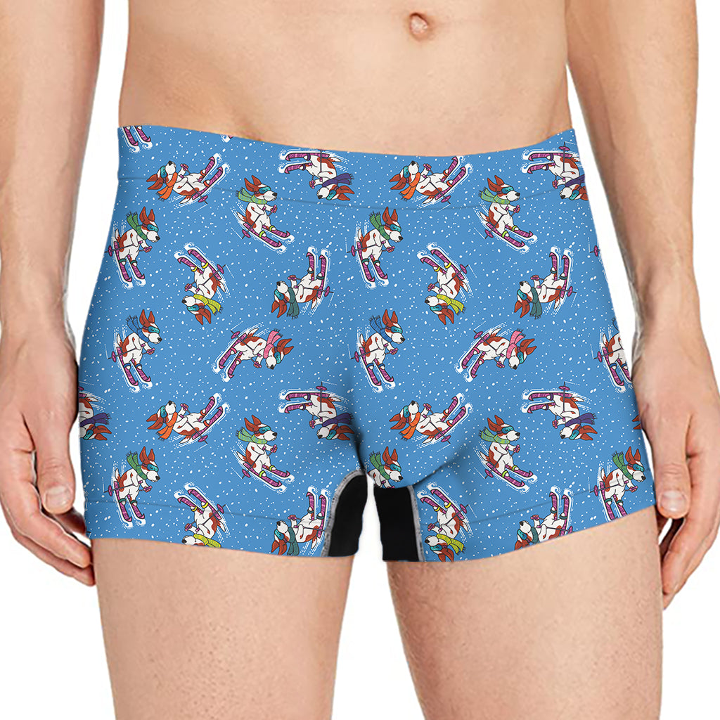 Skiing Dog Pattern Print Men's Boxer Briefs
