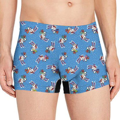 Skiing Dog Pattern Print Men's Boxer Briefs