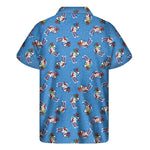 Skiing Dog Pattern Print Men's Short Sleeve Shirt