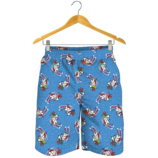 Skiing Dog Pattern Print Men's Shorts
