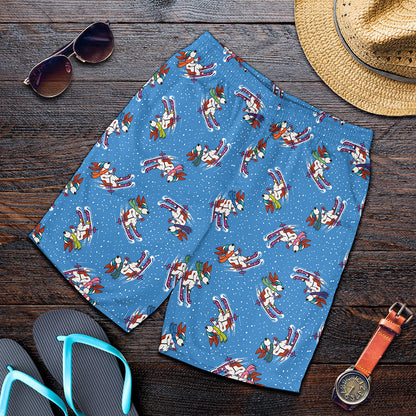 Skiing Dog Pattern Print Men's Shorts
