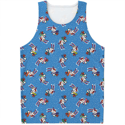Skiing Dog Pattern Print Men's Tank Top