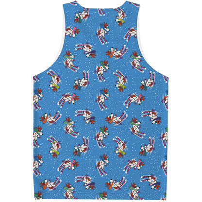 Skiing Dog Pattern Print Men's Tank Top