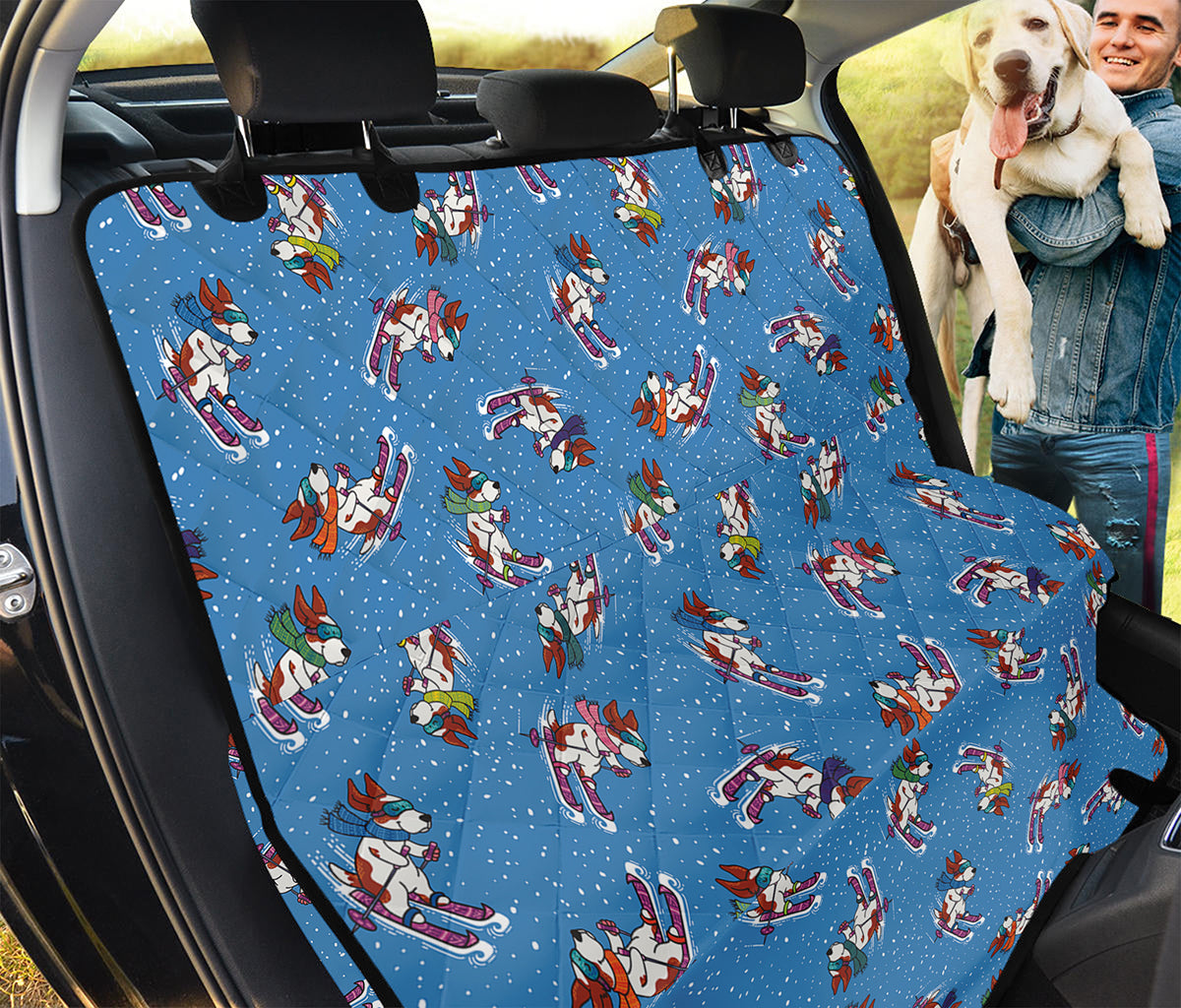 Skiing Dog Pattern Print Pet Car Back Seat Cover