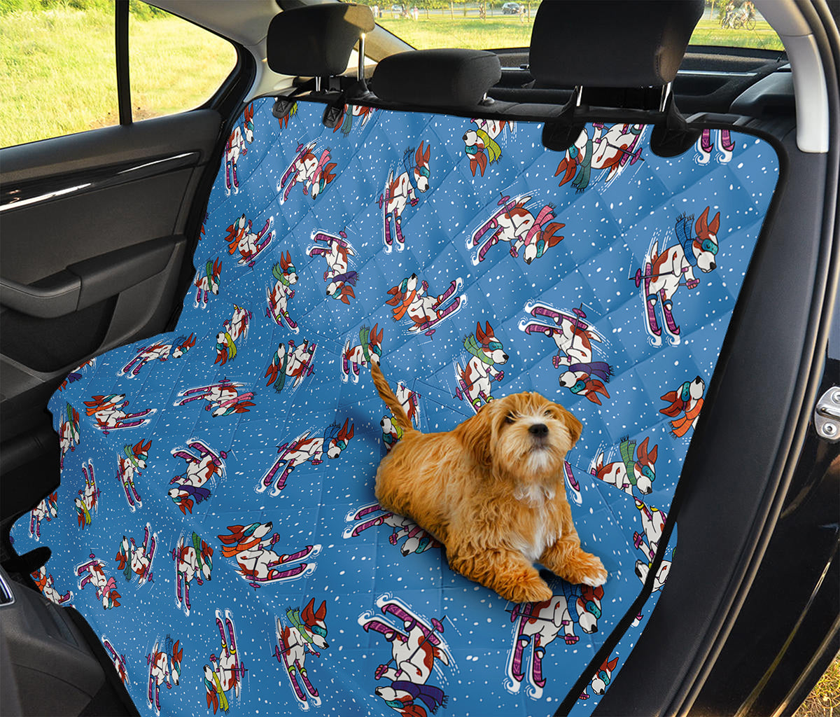 Skiing Dog Pattern Print Pet Car Back Seat Cover
