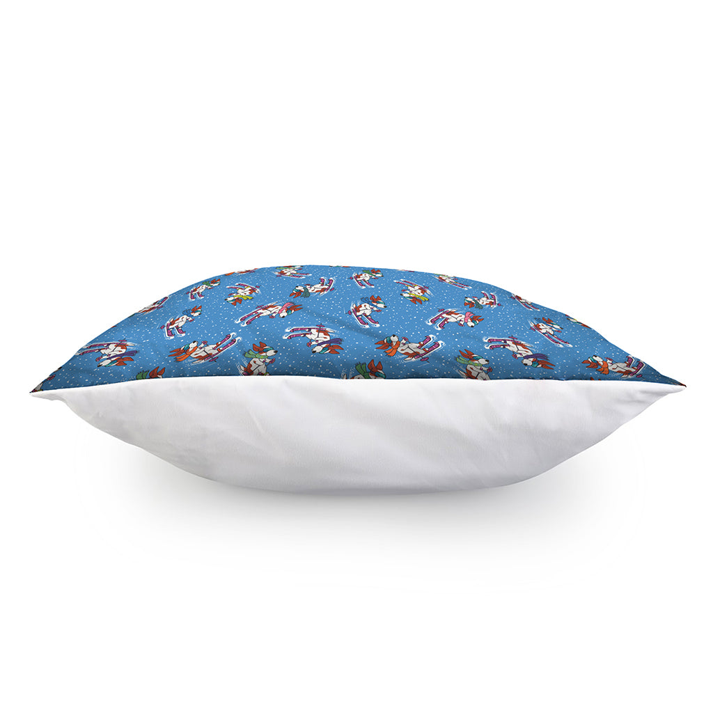 Skiing Dog Pattern Print Pillow Cover