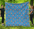 Skiing Dog Pattern Print Quilt