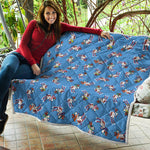 Skiing Dog Pattern Print Quilt